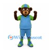 Bear Mascot Costume with Blue Green Sports Outfit and Cap