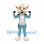 Fox Mascot Costume in White and Turquoise with Bushy Tail