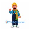 Boy Mascot Costume with Spiky Yellow Hair and Blue Overalls