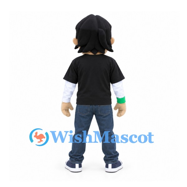Boy Mascot Costume with Black Sunglasses and Dark Shirt