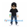 Boy Mascot Costume with Black Sunglasses and Dark Shirt