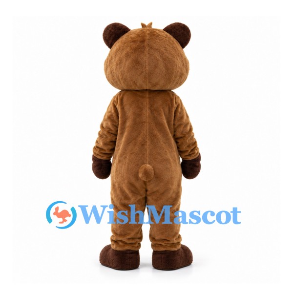 Bear Mascot Costume in Brown with Cream Belly and Pink Ears