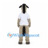 Donkey Mascot Costume in Gray with White Shirt