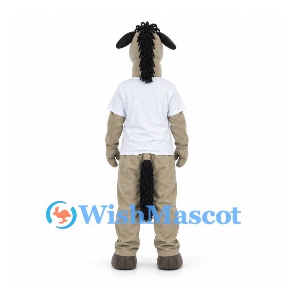 Donkey Mascot Costume in Gray with White Shirt