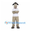 Donkey Mascot Costume in Gray with White Shirt