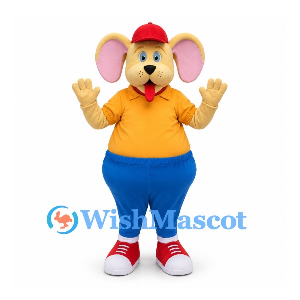 Mouse Mascot Costume in Yellow with Orange Shirt and Blue Pants
