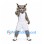 Lynx Mascot Costume with Gray Spotted Body and White Sports Uniform
