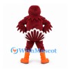 Bird Mascot Costume in Burgundy with Red Face and Orange Feet