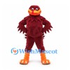 Bird Mascot Costume in Burgundy with Red Face and Orange Feet