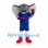 Shark Mascot Costume in Gray with Blue Sports Outfit and Red Gloves
