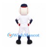Baseball Mascot Costume with White Uniform and Navy Cap