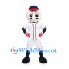 Baseball Mascot Costume with White Uniform and Navy Cap