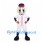 Baseball Mascot Costume with White Uniform and Navy Cap
