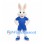 Rabbit Mascot Costume in White with Blue Soccer Uniform
