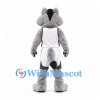 Wolf Mascot Costume in Gray with White Sports Uniform