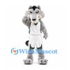 Wolf Mascot Costume in Gray with White Sports Uniform