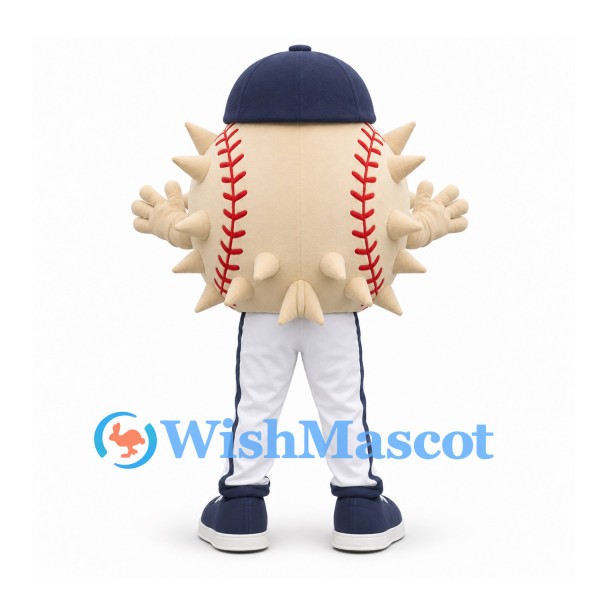 Baseball Mascot Costume with Cream Square Body and Navy Cap