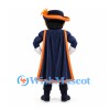 Musketeer Mascot Costume with Navy Uniform and Orange Trim
