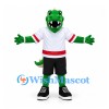 Crocodile Mascot Costume with White Sports Shirt and Black Shorts