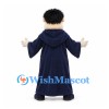 Monk Mascot Costume with Dark Blue Hooded Robe