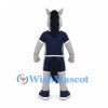 Horse Mascot Costume in Gray with Navy Sports Uniform