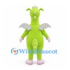 Dragon Mascot Costume in Lime Green with White Spots and Wings