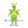 Dragon Mascot Costume in Lime Green with White Spots and Wings