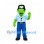 Lizard Mascot Costume with Pale Blue Police Shirt and Navy Cap