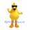 Duck Mascot Costume in Yellow with Black Sunglasses