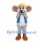 Mouse Mascot Costume in Gray with Blue Vest and Yellow Hat
