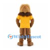Lion Mascot Costume with Yellow Shirt and Large Tan Mane