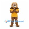 Lion Mascot Costume with Yellow Shirt and Large Tan Mane