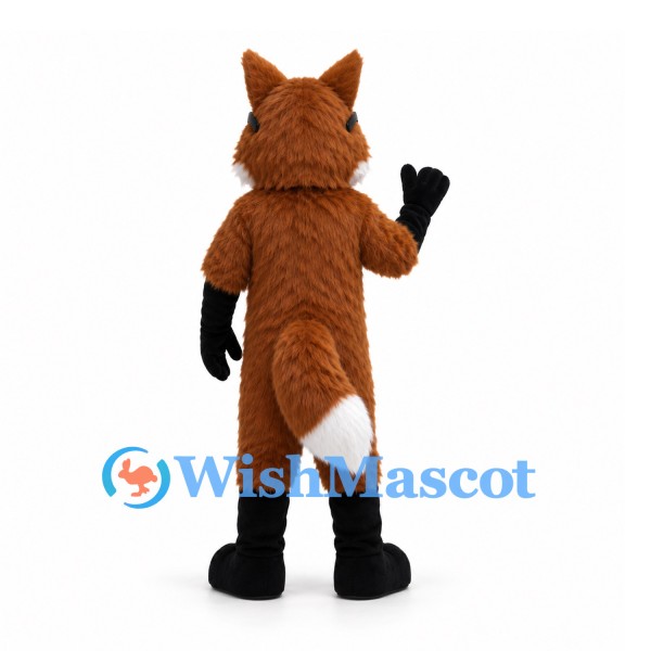 Fox Mascot Costume in Brown with White Chest and Black Sunglasses