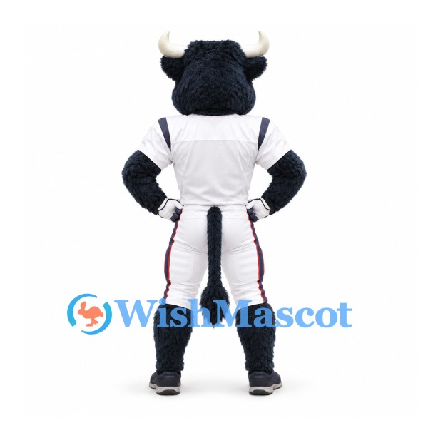 Bull Mascot Costume in Black with White Sports Uniform