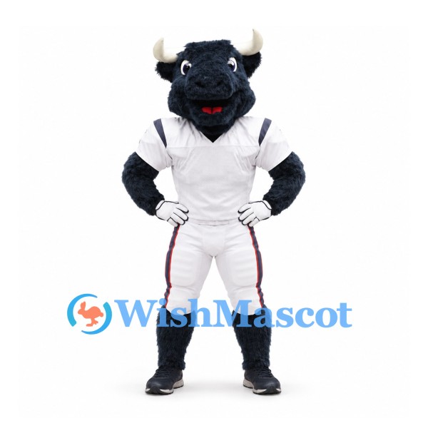Bull Mascot Costume in Black with White Sports Uniform