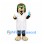 Dog Mascot Costume with White Lab Coat and Green Safety Goggles