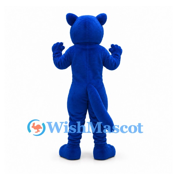 Panther Mascot Costume in Blue with Muscular Body