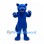 Panther Mascot Costume in Blue with Muscular Body