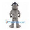 Bulldog Mascot Costume in Gray with Shaggy Fur and Navy Cap