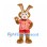 Rabbit Mascot Costume with Pink Floral Shirt and Red Shorts