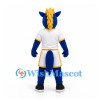 Dragon Mascot Costume in Blue with White Sports Uniform