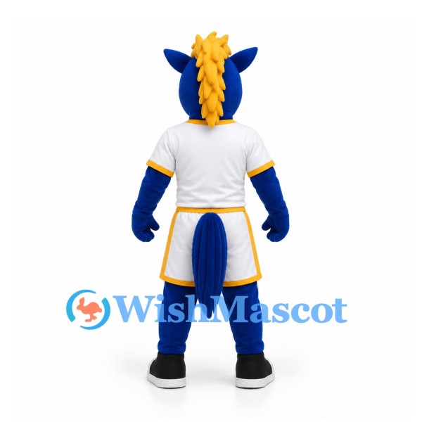 Dragon Mascot Costume in Blue with White Sports Uniform