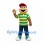 Beaver Mascot Costume with Green Yellow Striped Shirt and Red Cap