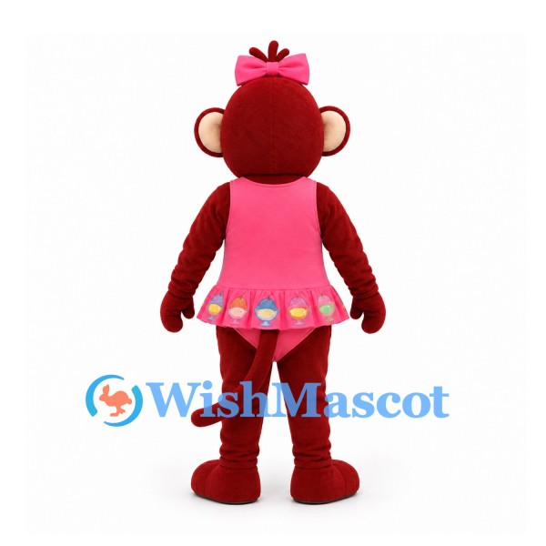 Monkey Mascot Costume in Red with Pink Floral Dress