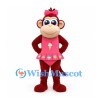 Monkey Mascot Costume in Red with Pink Floral Dress