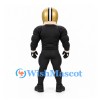 Football Player Mascot Costume with Gold Helmet and Black Uniform