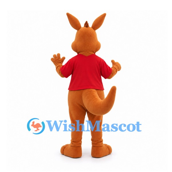 Kangaroo Mascot Costume with Red Shirt and White Belly