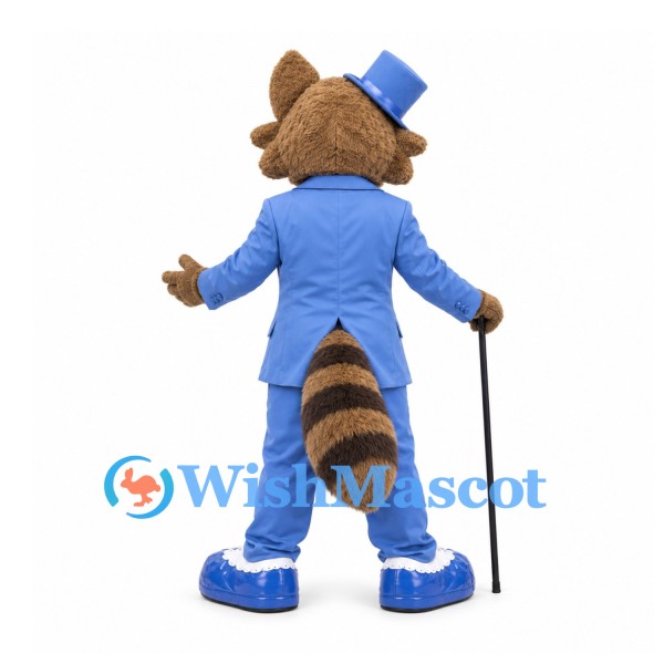 Raccoon Mascot Costume with Blue Suit and Matching Top Hat