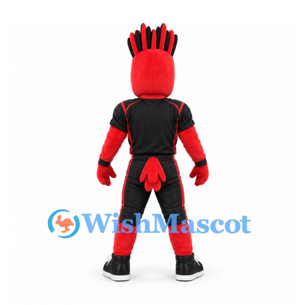 Hand Mascot Costume in Red with Black Sports Uniform