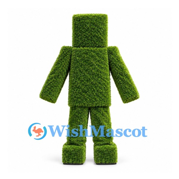 Topiary Mascot Costume with Green Block Head and Body